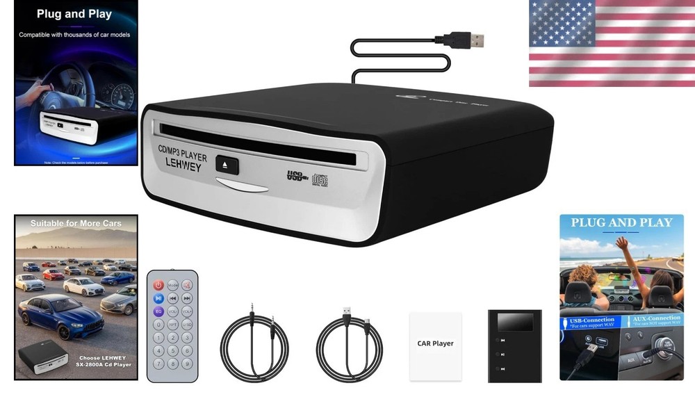 Universal Car CD Player - USB & AUX Connection