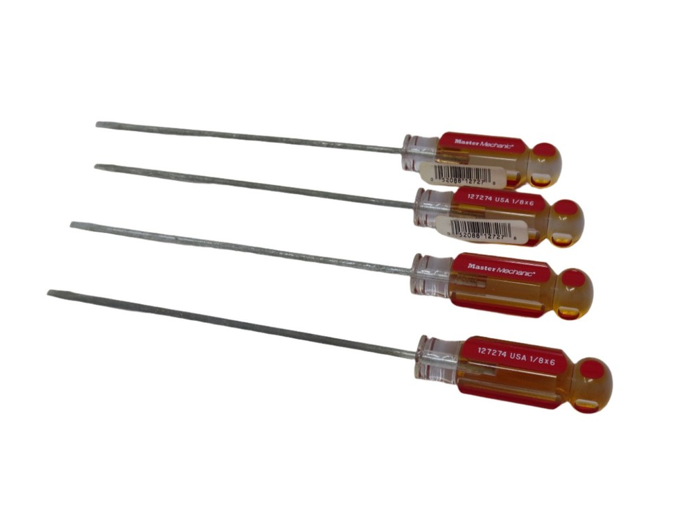 Master Mechanic 1/8" x 6"  Flat Screwdriver - 4 PACK