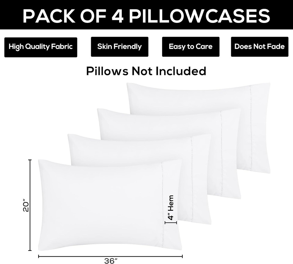King Pillow Cases Soft Microfiber