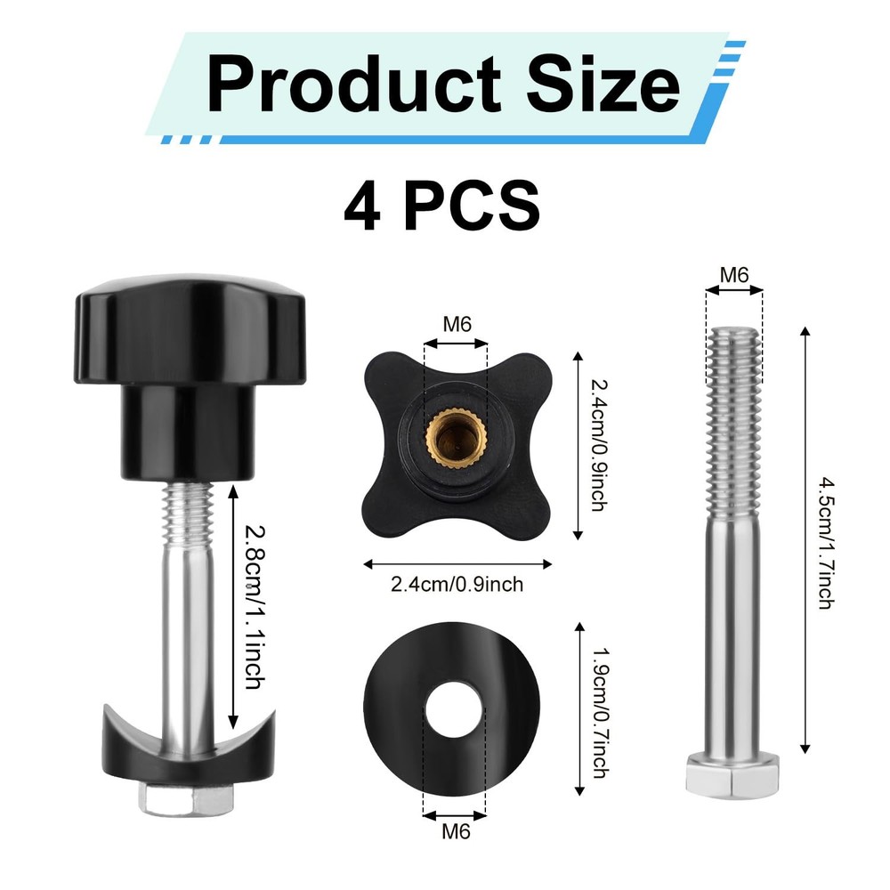 4 Sets Rollator Walker Replacement Knobs, Universal Arm M, Black