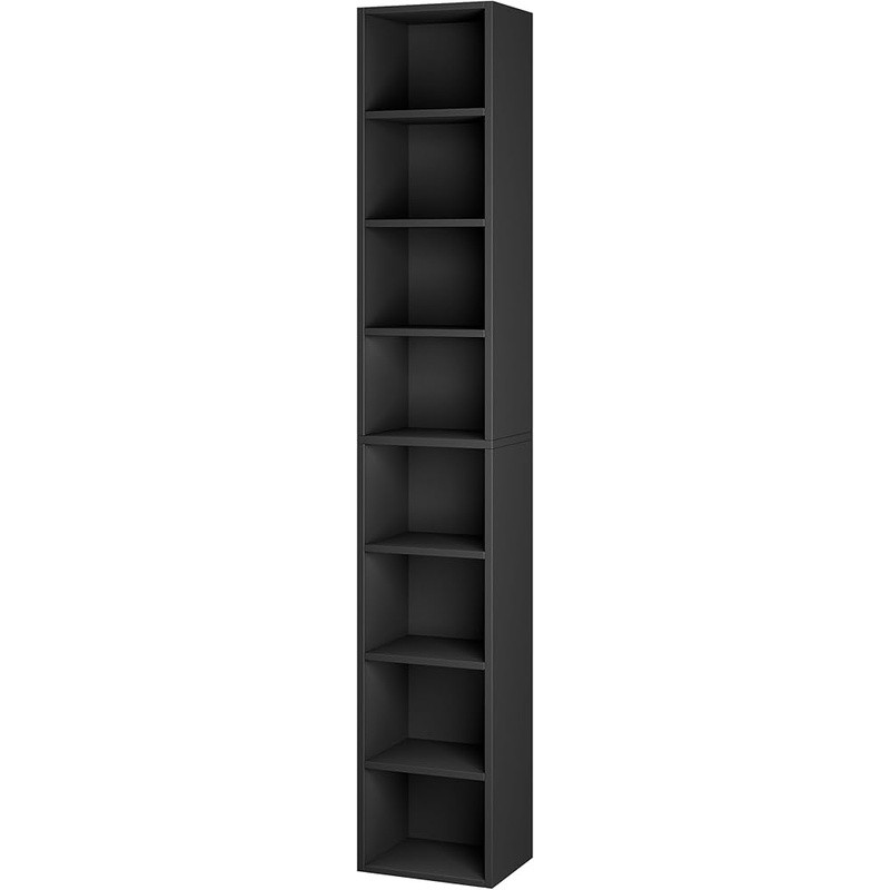 Tall Narrow 8 Tier Bookcase Adjustable Storage Shelf Space Saving CD DVD Rack US