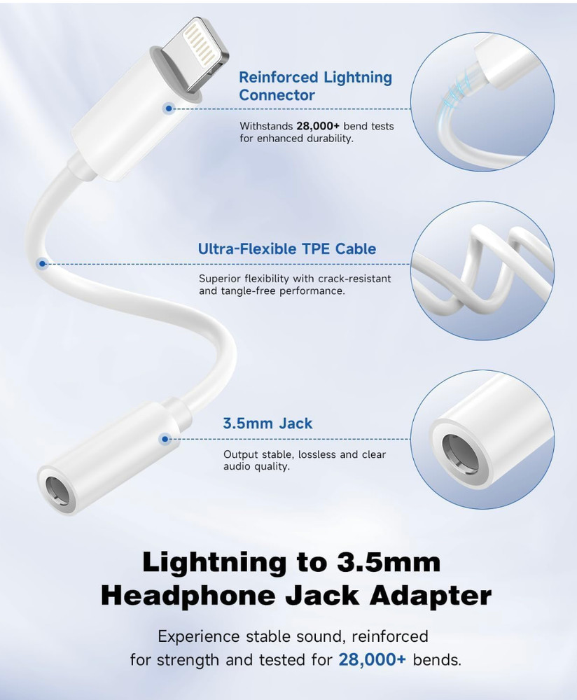 Apple MFi Lightning to 3.5mm Headphone Adapter – 3 Pack