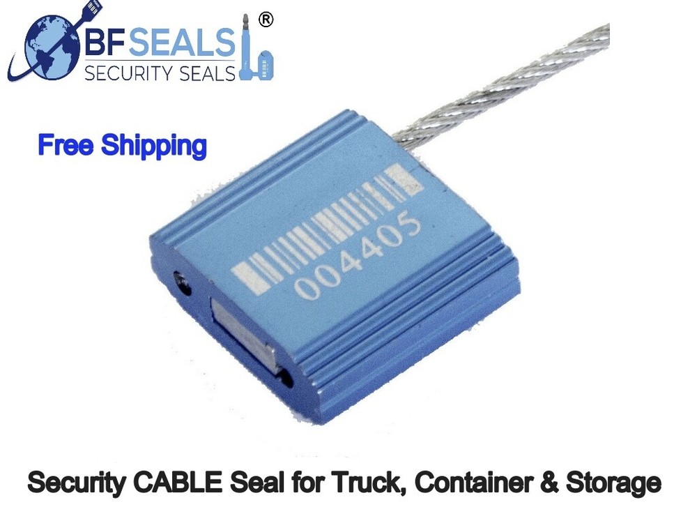 CABLE Security Lock Seal w. 2.4mm-12", 150 pcs., Numbered / Barcode, BLUE
