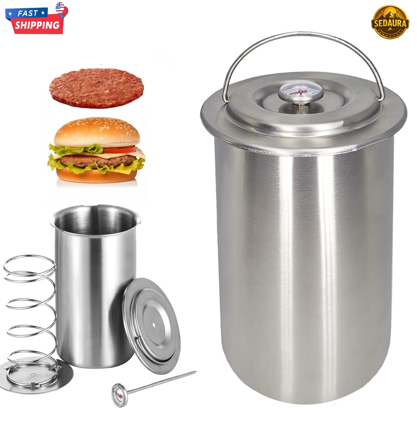 Ham Maker Meat Press Stainless Steel Sandwich Cooker for Deli Meats Lunch Mold