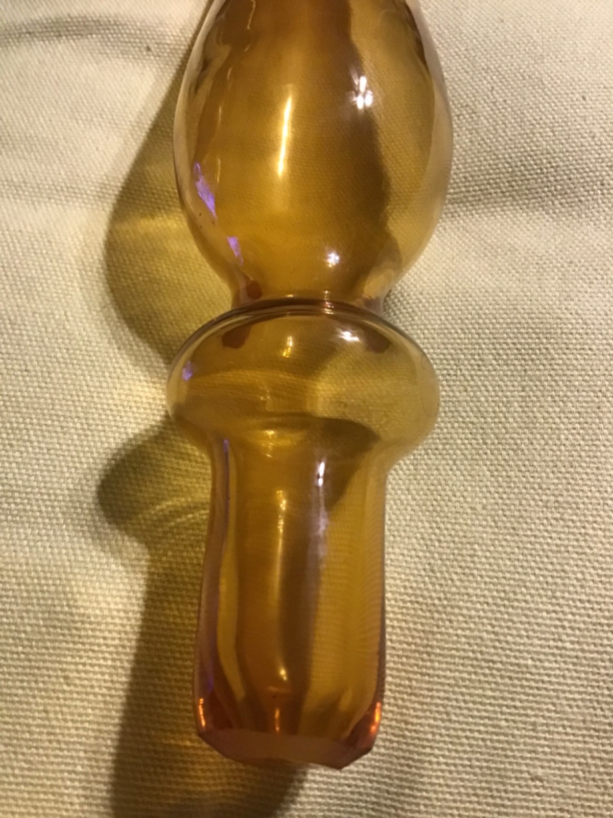 Vintage MCM Empoli Amber Smooth Glass Bottle Decanter Stopper Only, Approx 9.5”