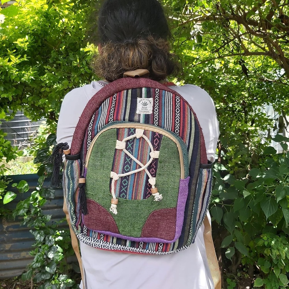 Himalayan Hemp bag, Traditional Striped Pattern, Multi-Compartment Travel bag...