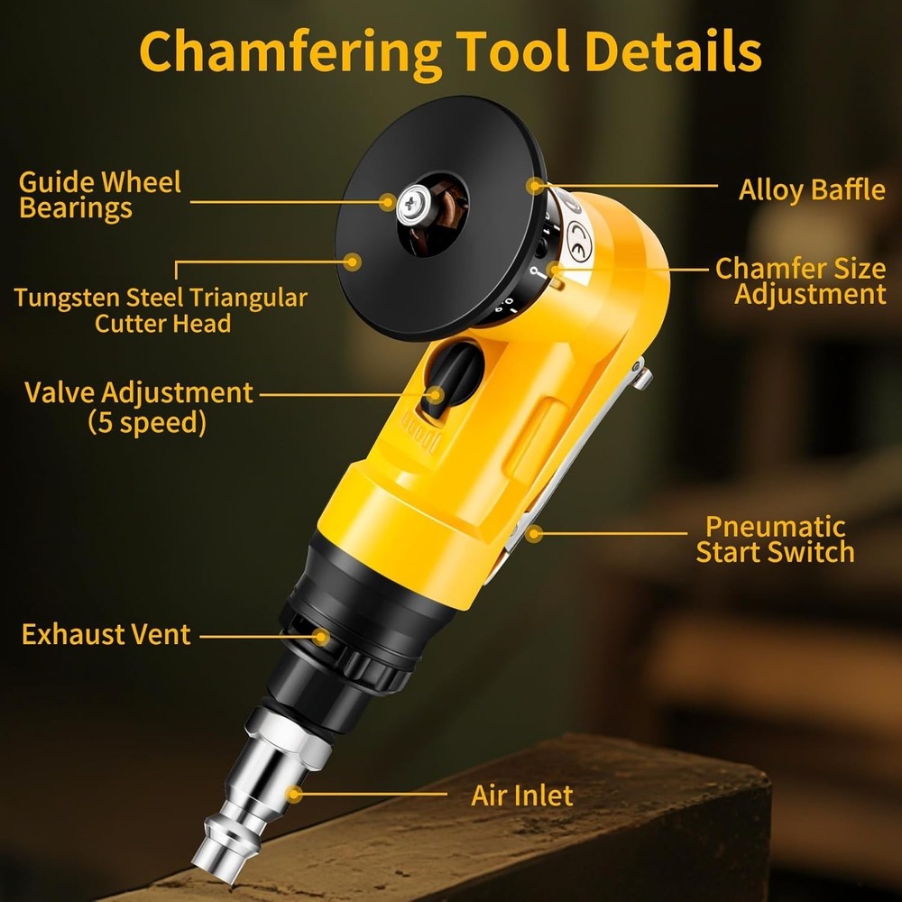 2-in-1 Pneumatic Chamfering Tool - Air-Powered Precision Cutting Tool