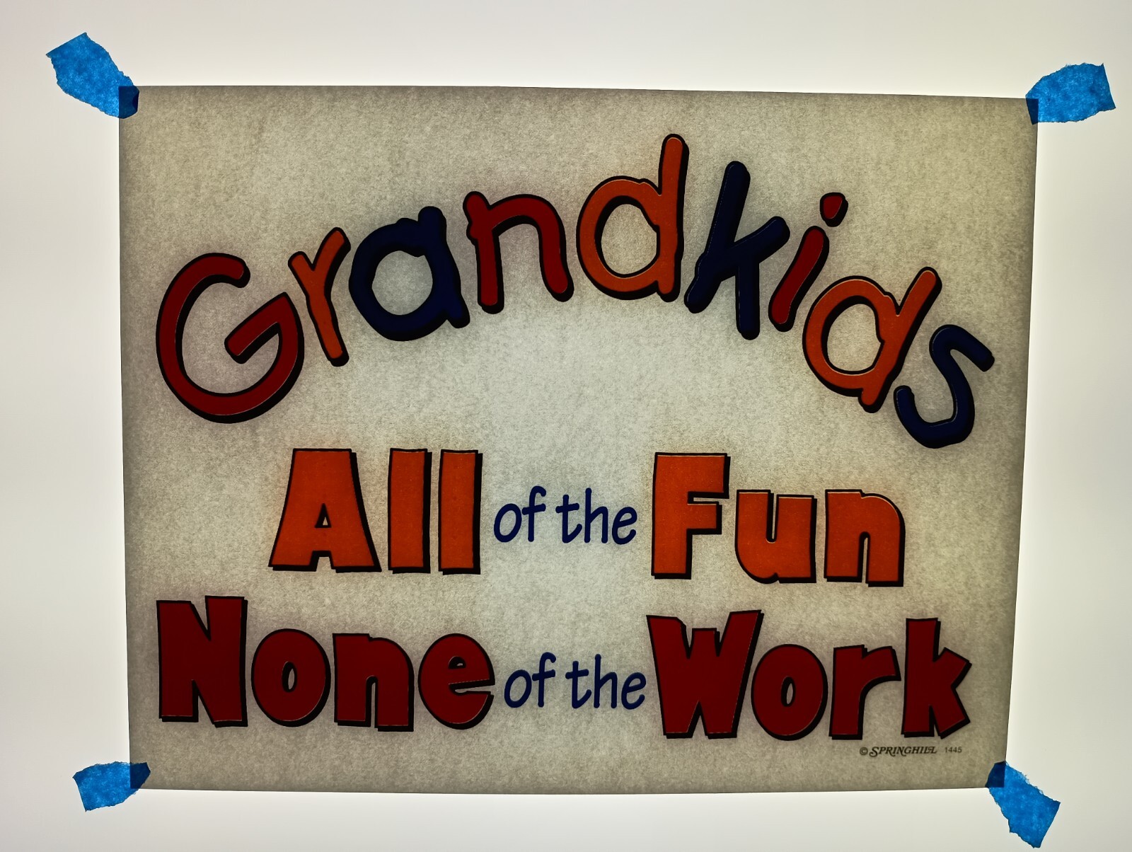 Authentic Vintage 90's Grandkids Fun Not Work Family Heat Transfer Iron On NOS