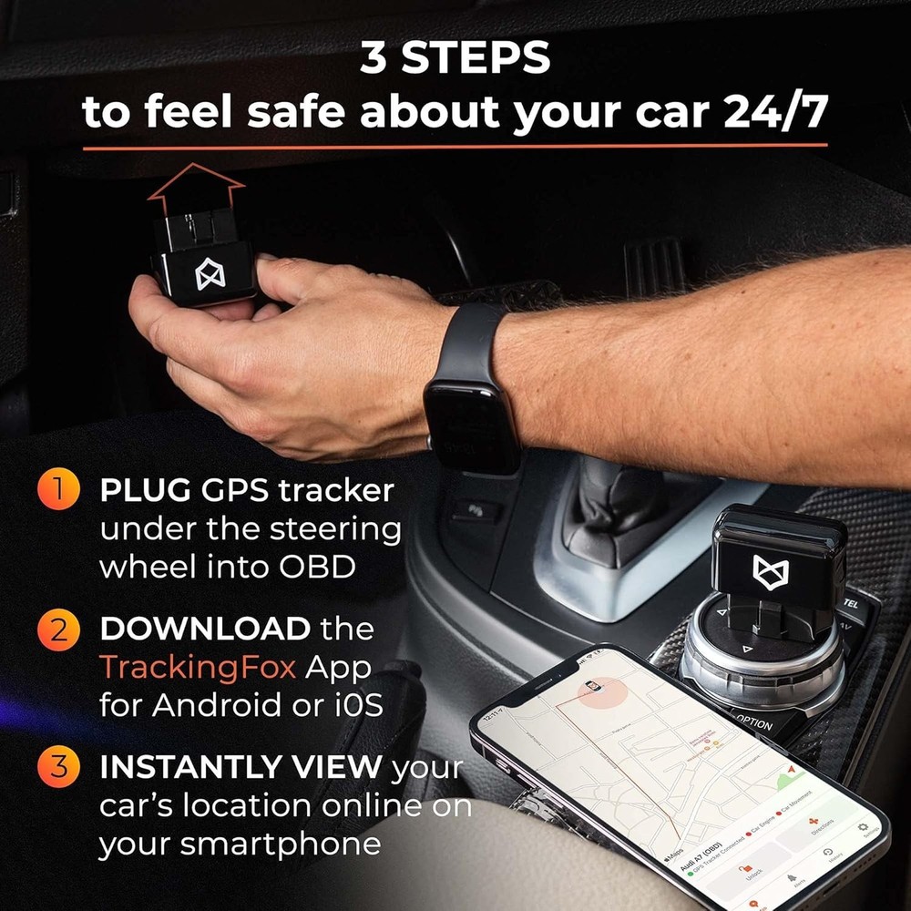 TrackingFox Real Time GPS Vehicle Tracker with Phone App,Security Tracker, Anti-