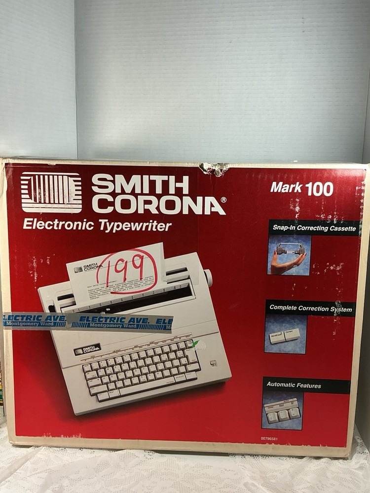 Smith Corona Mark 100 Electronic Typewriter w/ Box Snap-In Correcting Cassette
