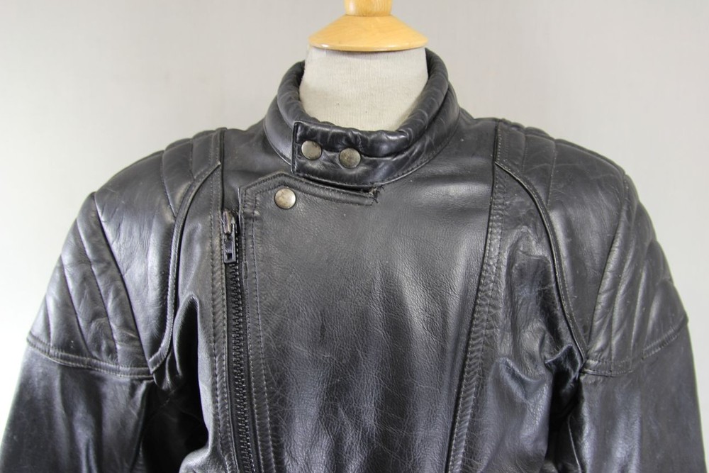 CLASSIC BLACK LEATHER BIKER JACKET 40 INCH/MEDIUM