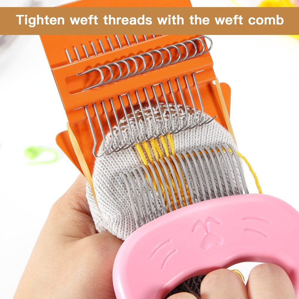 Caydo Speedweve Darning Mini Loom Kits Machine with 50 14 Hooks A, Multicolor