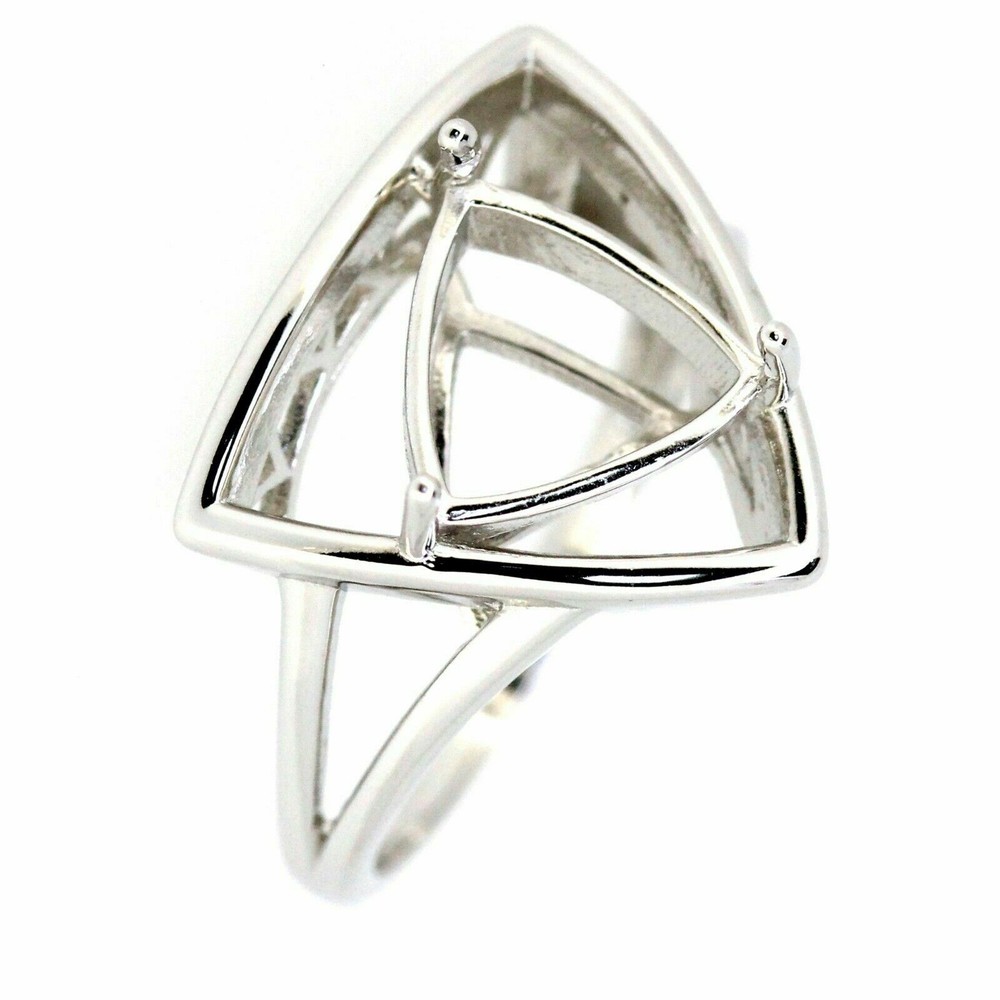 Sterling Silver Semi Mount Ring Setting Trillion Tri 10x10mm