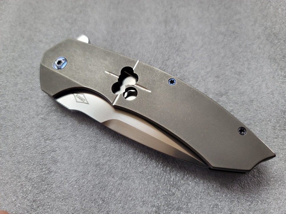 Peter Carey Custom Knives 2014 Framelock Cure Prototype, Tom Mayo MOP Pattern