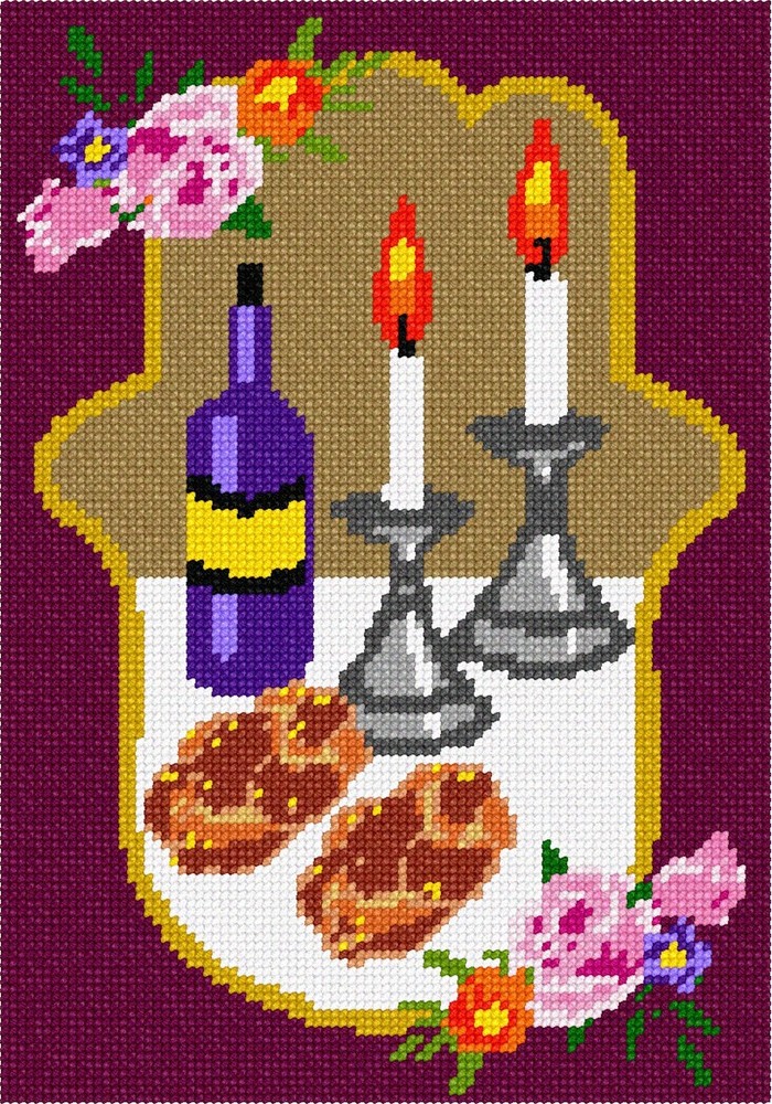 Hamsa Shabbat Needlepoint Kit or Canvas