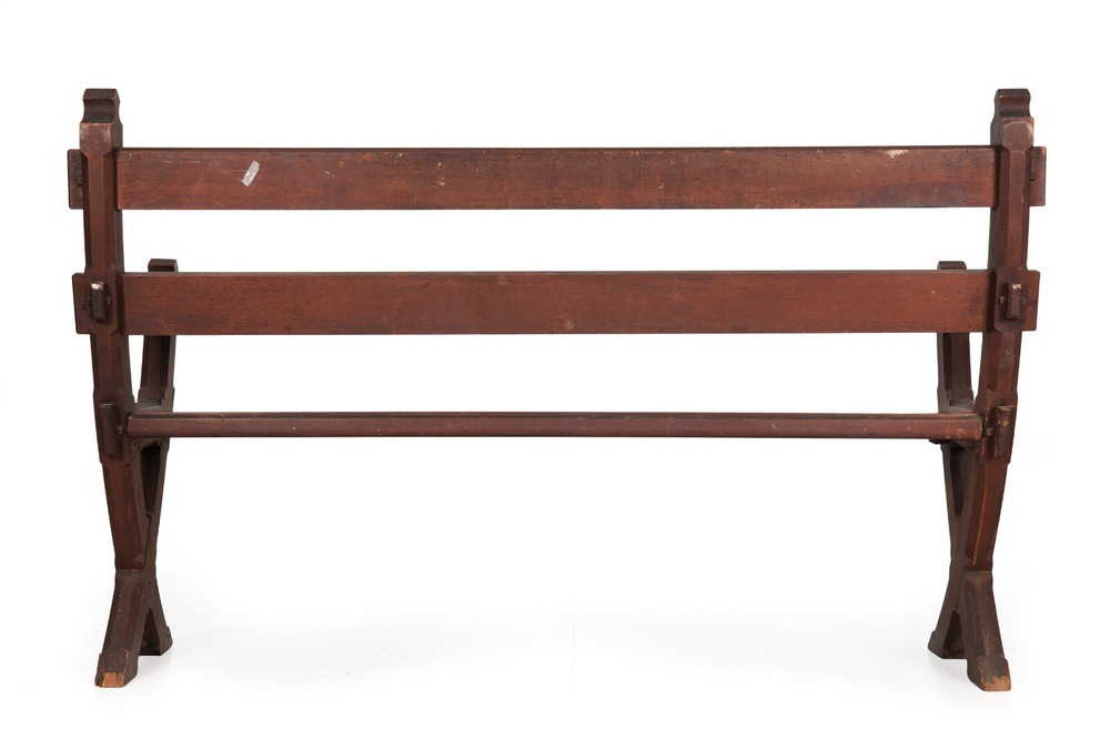 Circa 1890s American Gothic Revival Walnut Hall Bench Settee