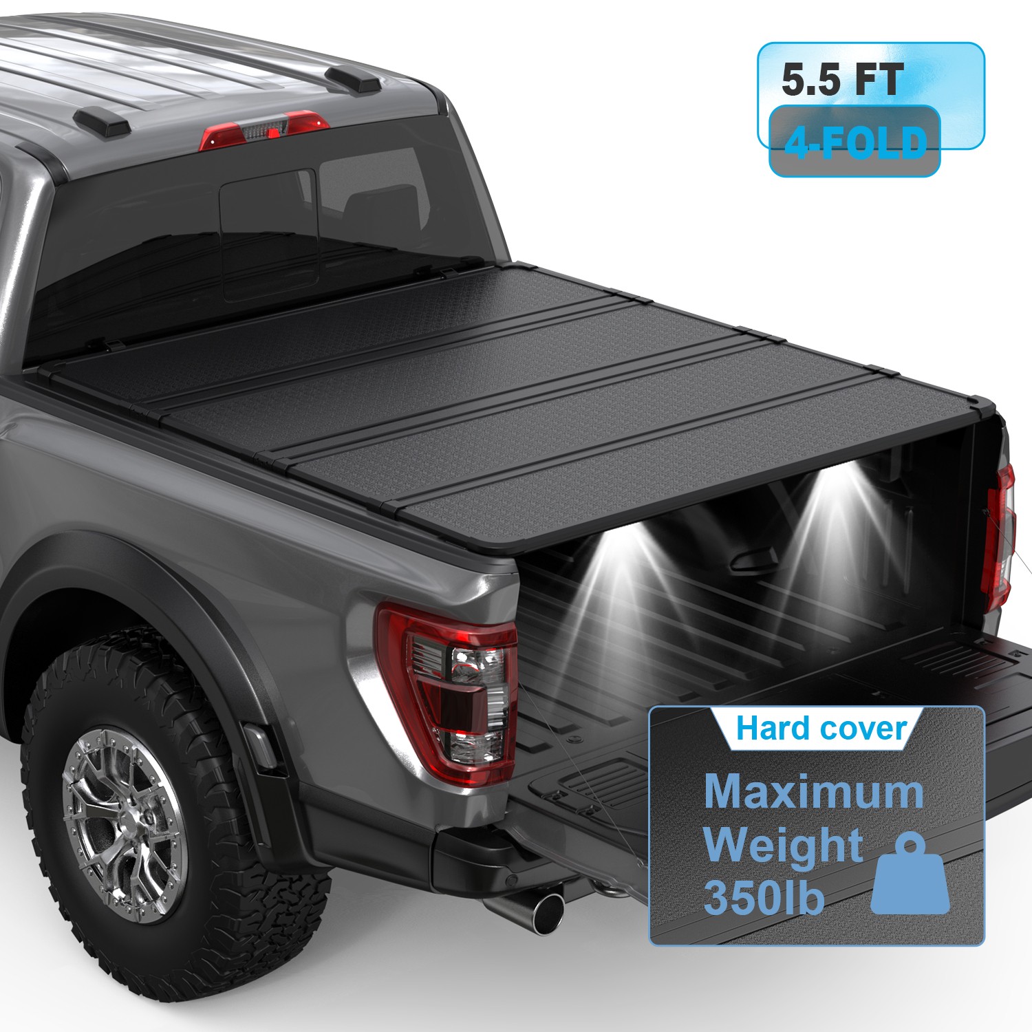 5.5FT Hard Tonneau Cover 4-Fold For 2015-2026 Ford F150 F-150 Truck Bed Cover