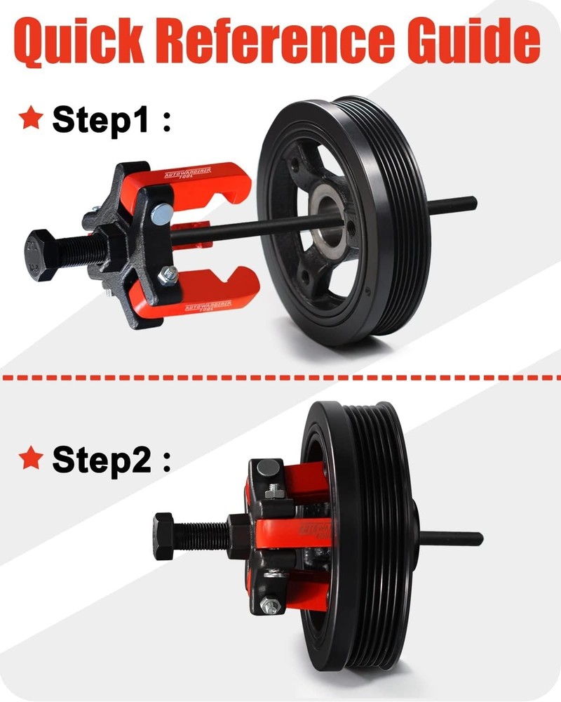 Harmonic Balancer Puller with Adjustable 3-Jaw Puller Kit, Forcing Screw Fits a