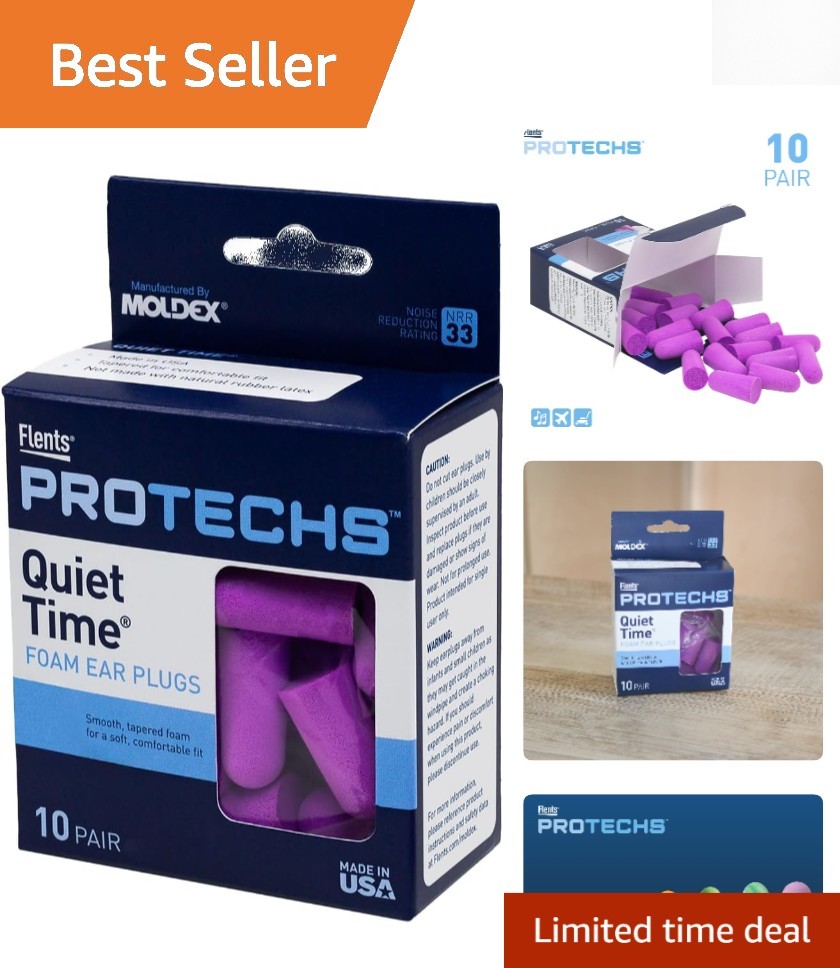 Comfortable 10 Pair Foam Ear Plugs with Case - Perfect for Noisy Environments
