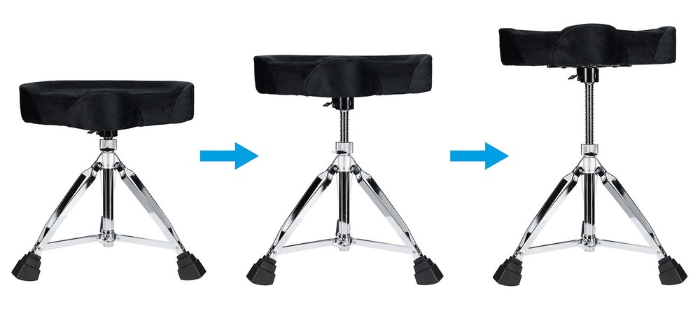 Rockville RDS50 Double Braced Drum Throne Stool 4" Padding, Adjustable+Lockable