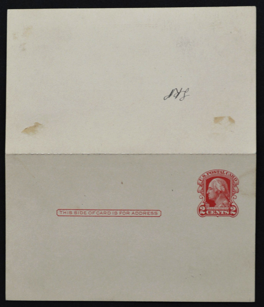 1918 Sc. #UY8 Reply Postal Card mint, folded, fair condition