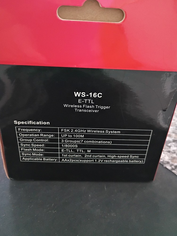 WS-16C E-TTL Wireless Flash Trigger Transceiver