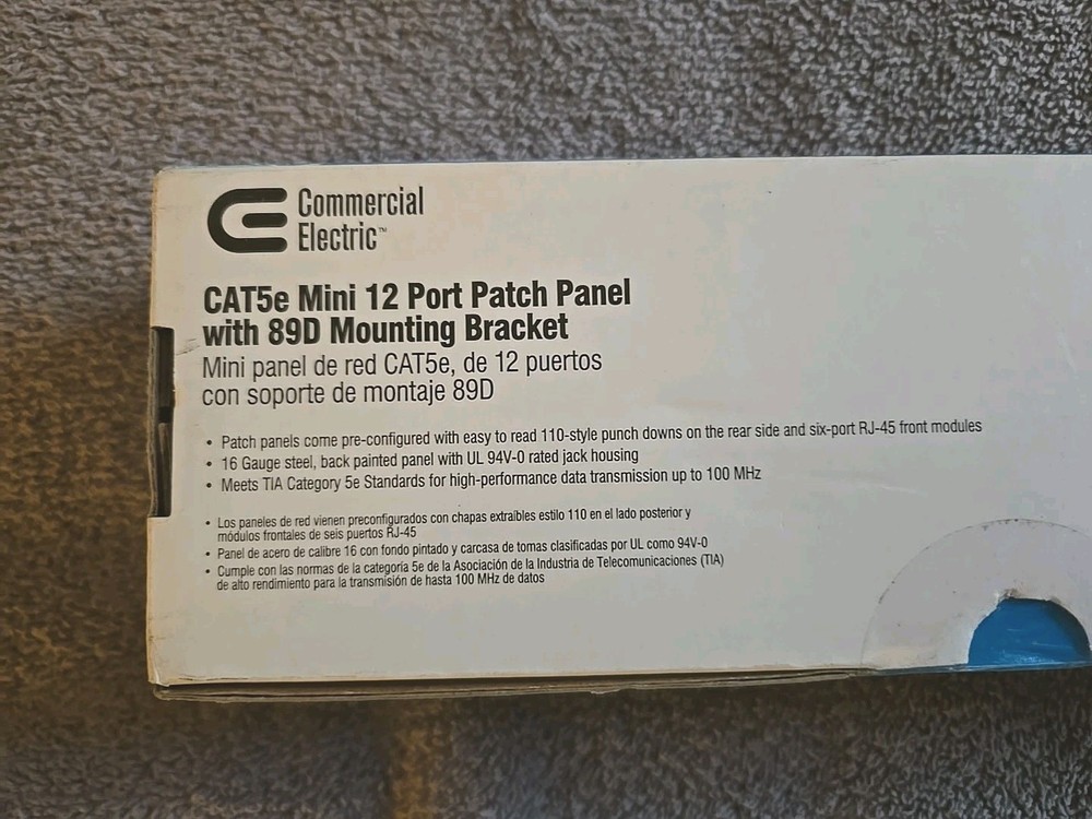 Commercial Electric CAT5e Mini 12-Port Patch Panel with 89D Mounting Bracket