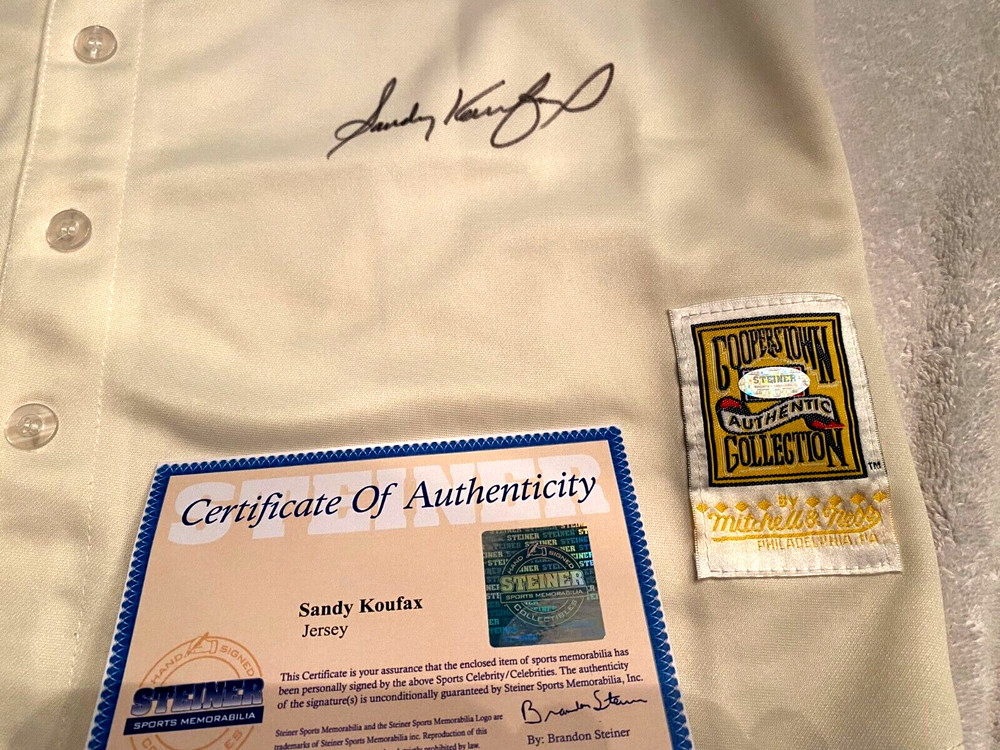 SANDY KOUFAX Signed (Mitchel & Ness) Dodgers Jersey-Steiner Authenticated-(Mint)
