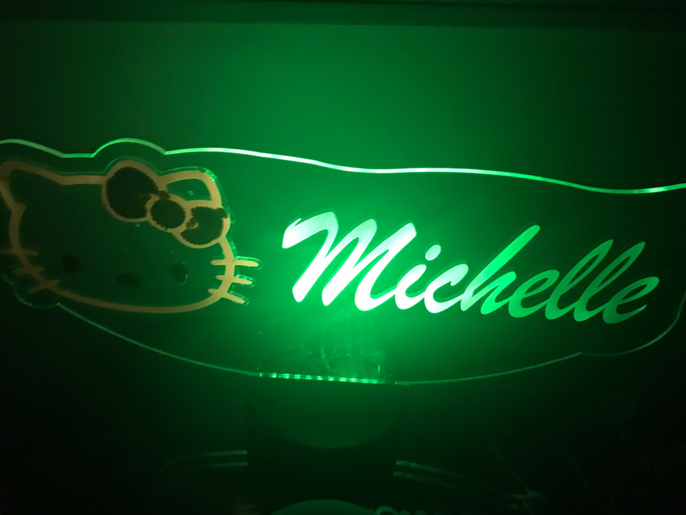 Hello Kitty Light Up Lamp LED Personalized Hello Kitty Table Lamp Remote Engrave