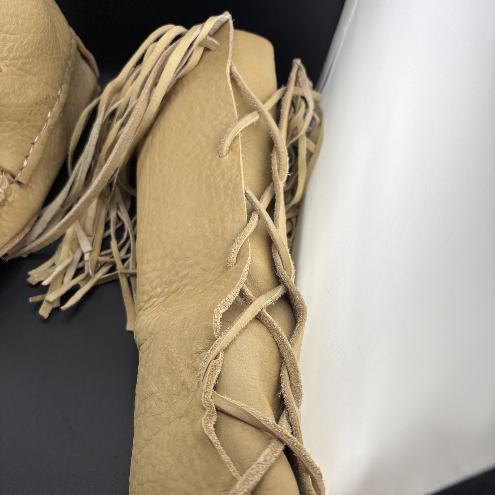 Vintage Handmade Native American Tall Leather Moccasins 16”