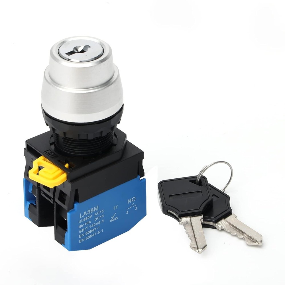 STARELO 22mm Key Switch 3 Position Maintained 2NO Latching Rotary Switch...