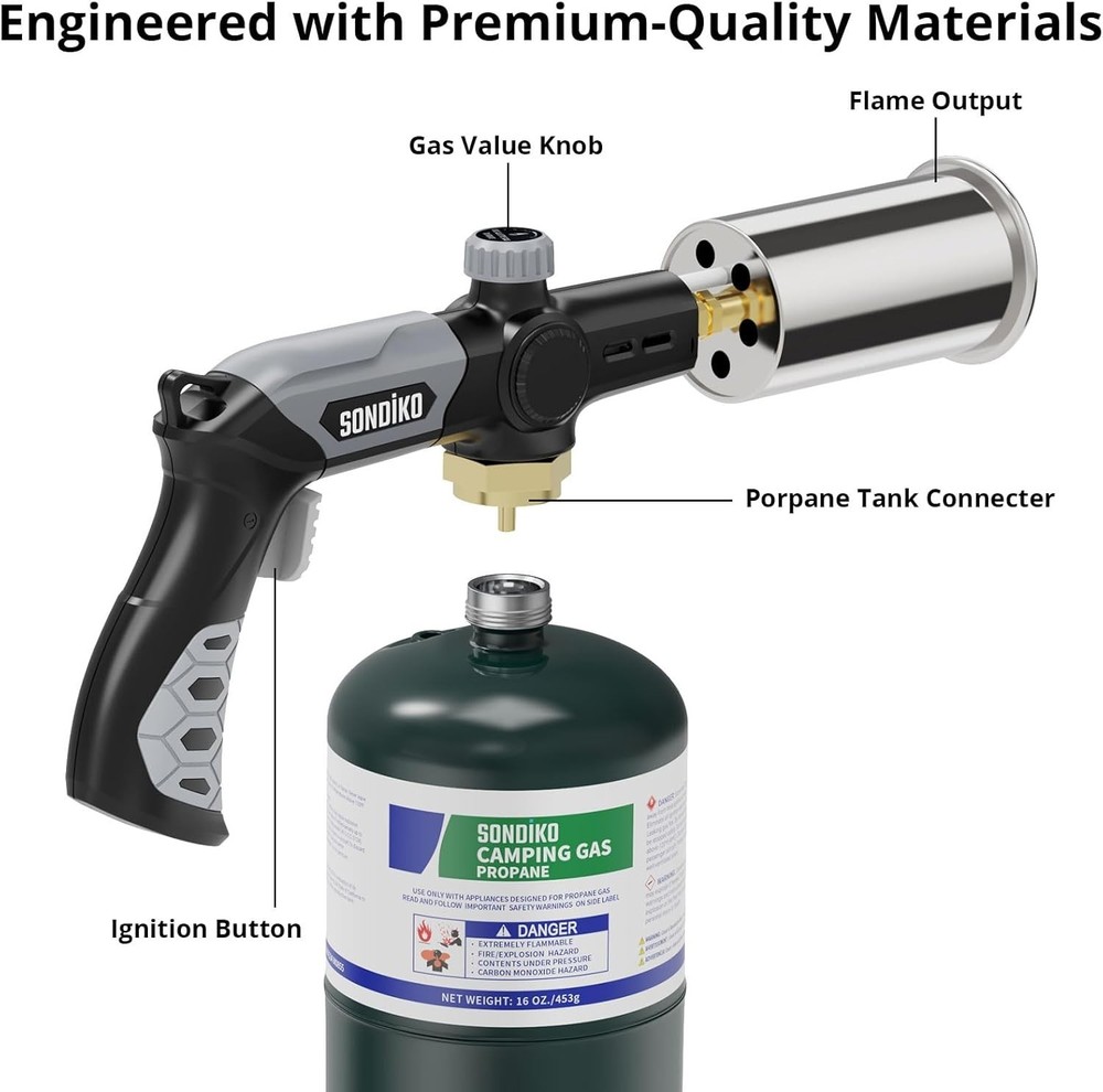 Powerful Adjustable Flame Propane Torch for Perfect Grilling & Cooking