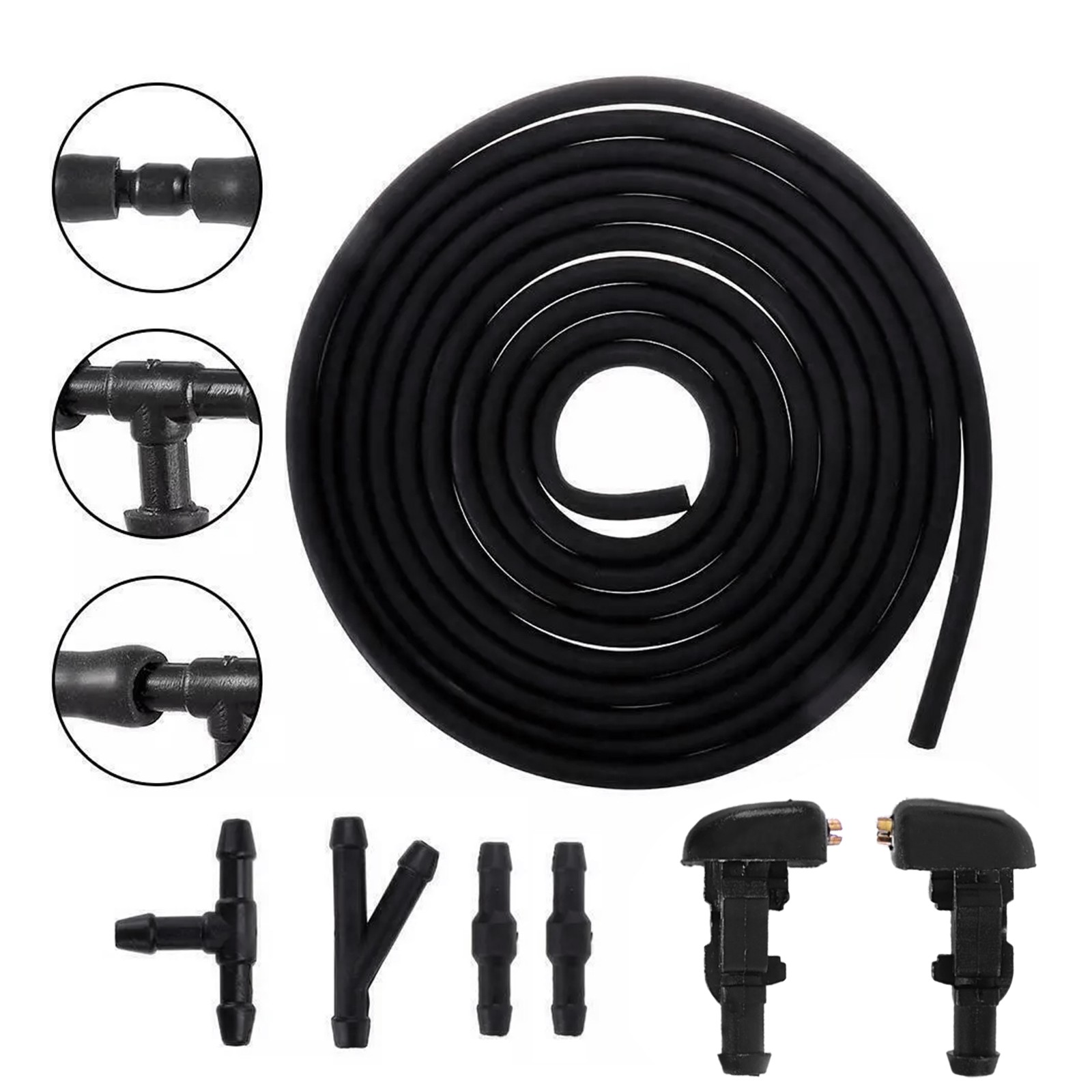 Universal Car Windshield Wiper Washer Squirter Nozzle Spray Jet Kit Fluid Hose U