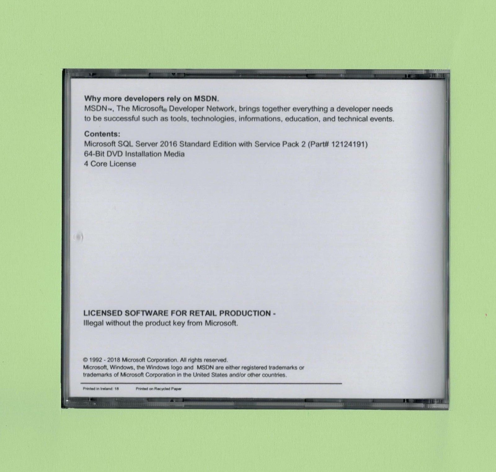 SQL Server 2016 Standard w Unlimited CALs New Authentic Retail Microsoft License