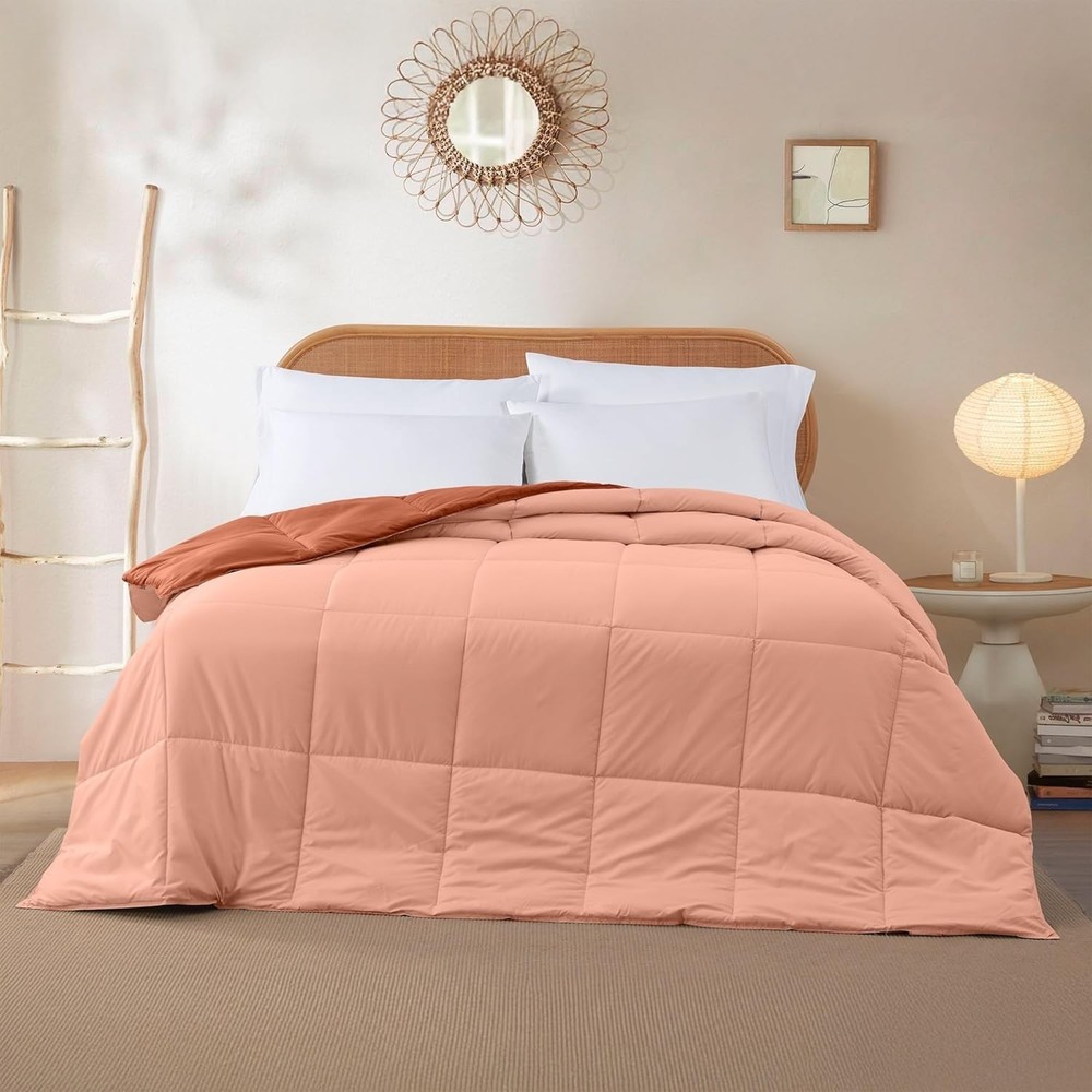 -Round Comfort: Rust/Clay Reversible King Comforter in Durable Microfiber