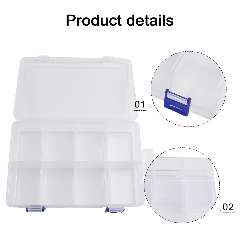Adjustable 8 Grids Compartment Plastic Storage Box/ Screw Holder Case Organizer