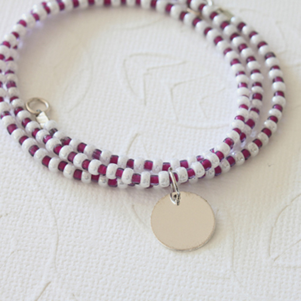 Rhodium Dot Necklace with Beaded Chain