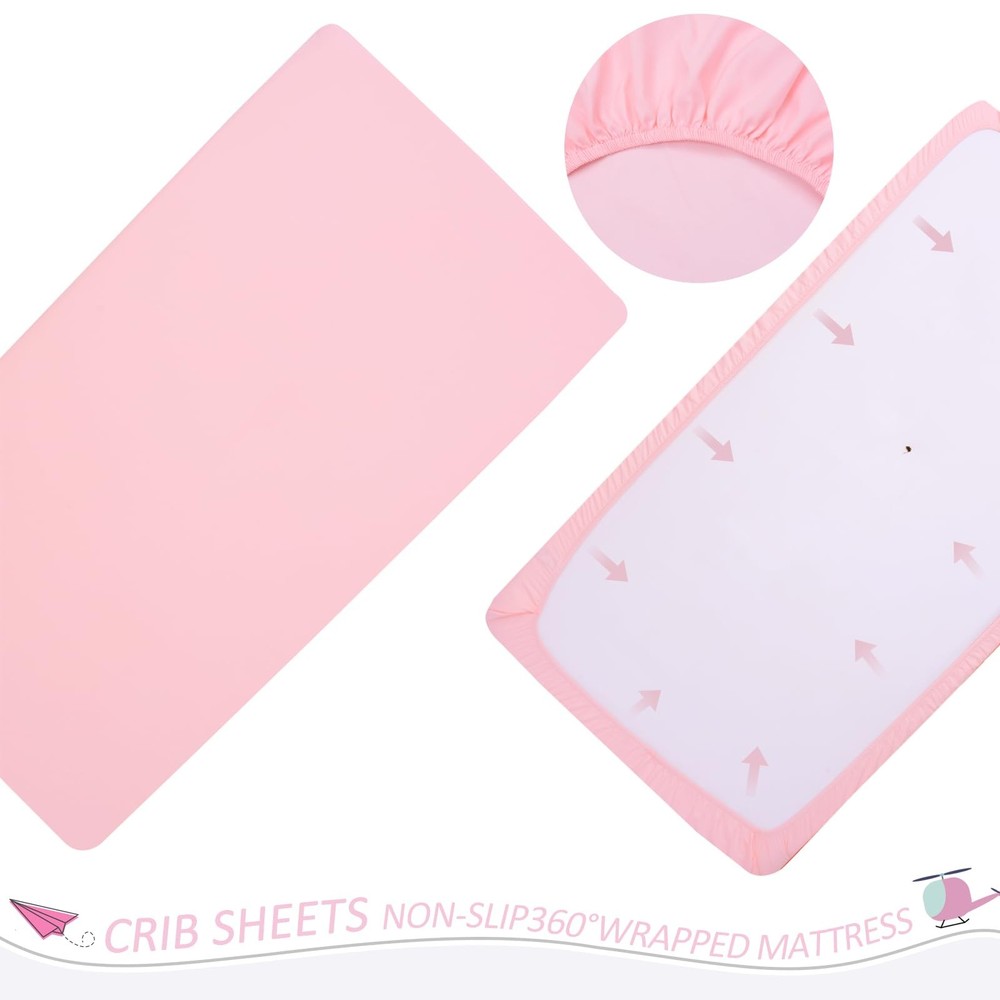 Cloele 3 Pieces Crib Bedding Set for Girls- Solid Ruffle Quilted Includes Comfor