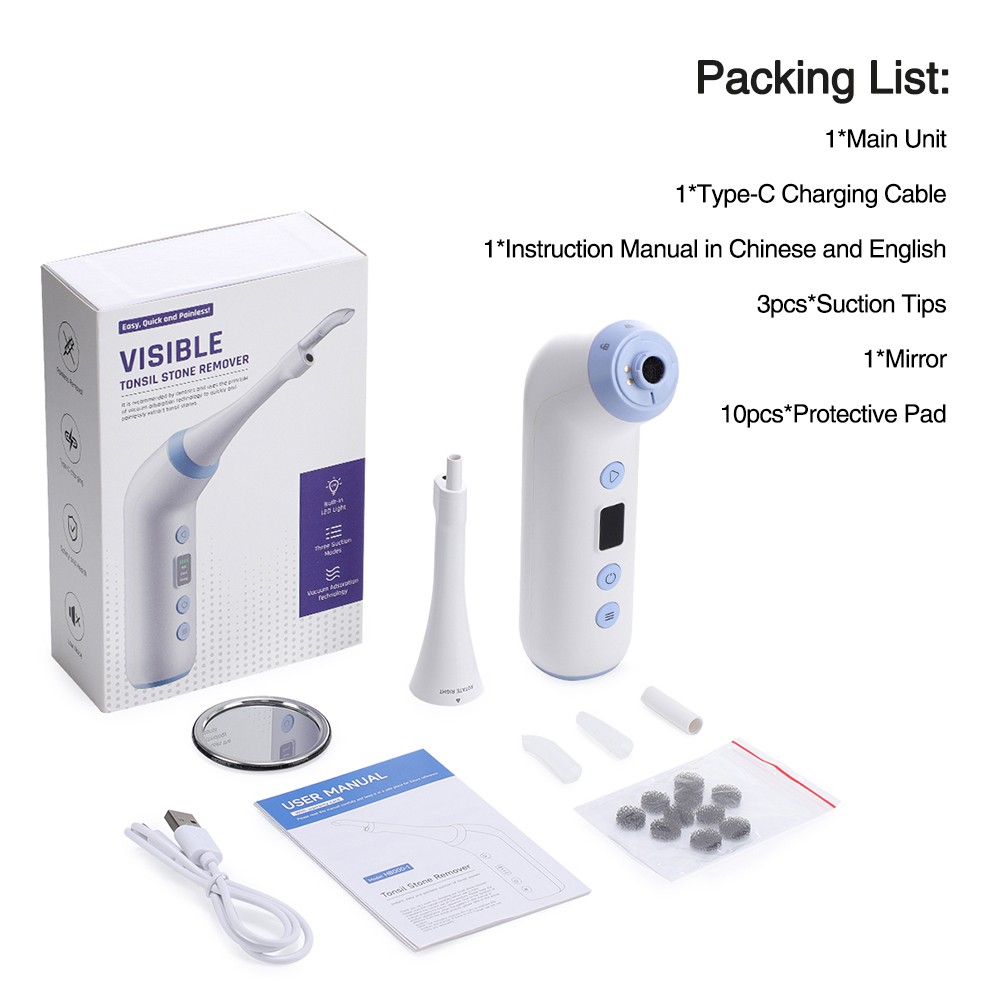 Visible Tonsil Stone Removal Kit with HD Camera Electronic Tonsil Stone Remover