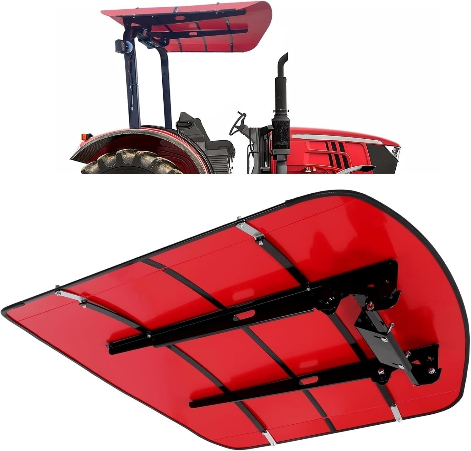 Sun Shield Tuff Top Tractor Canopy Kit For 2" x 2" or 2" x 3" ROPS 48" X 52"-Red