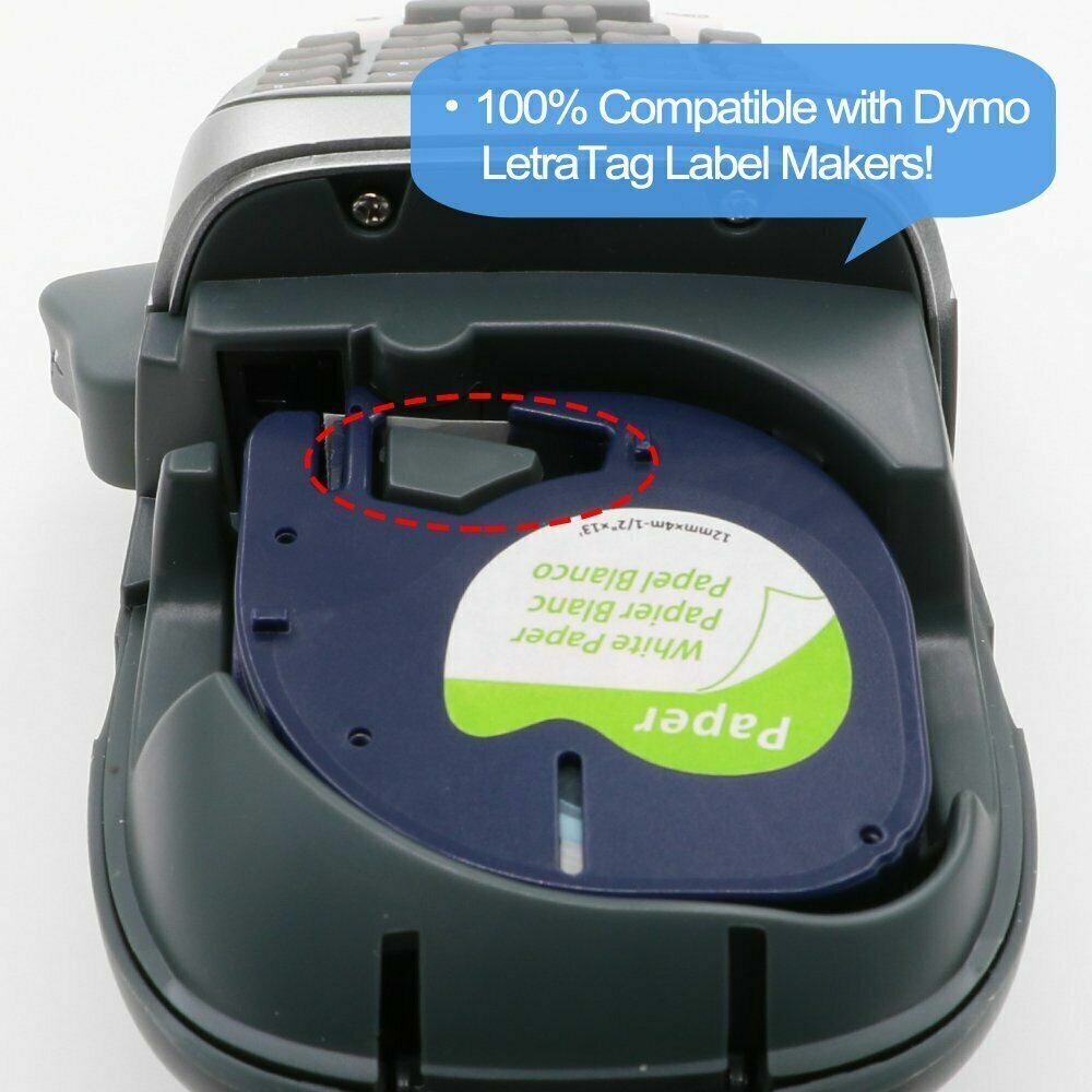 10PK Dymo Letratag Refill 91330 White Paper 12mm Label Tape 1/2 for Dymo LT-100H