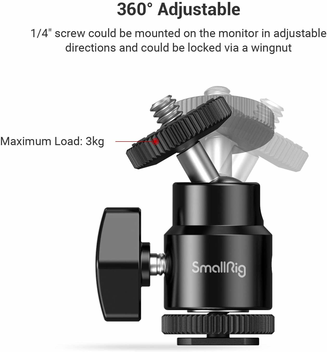 SmallRig Tripod Ball Head Stand with Flash Shoe 1/4" Hot Shoe Mount Adapter 761