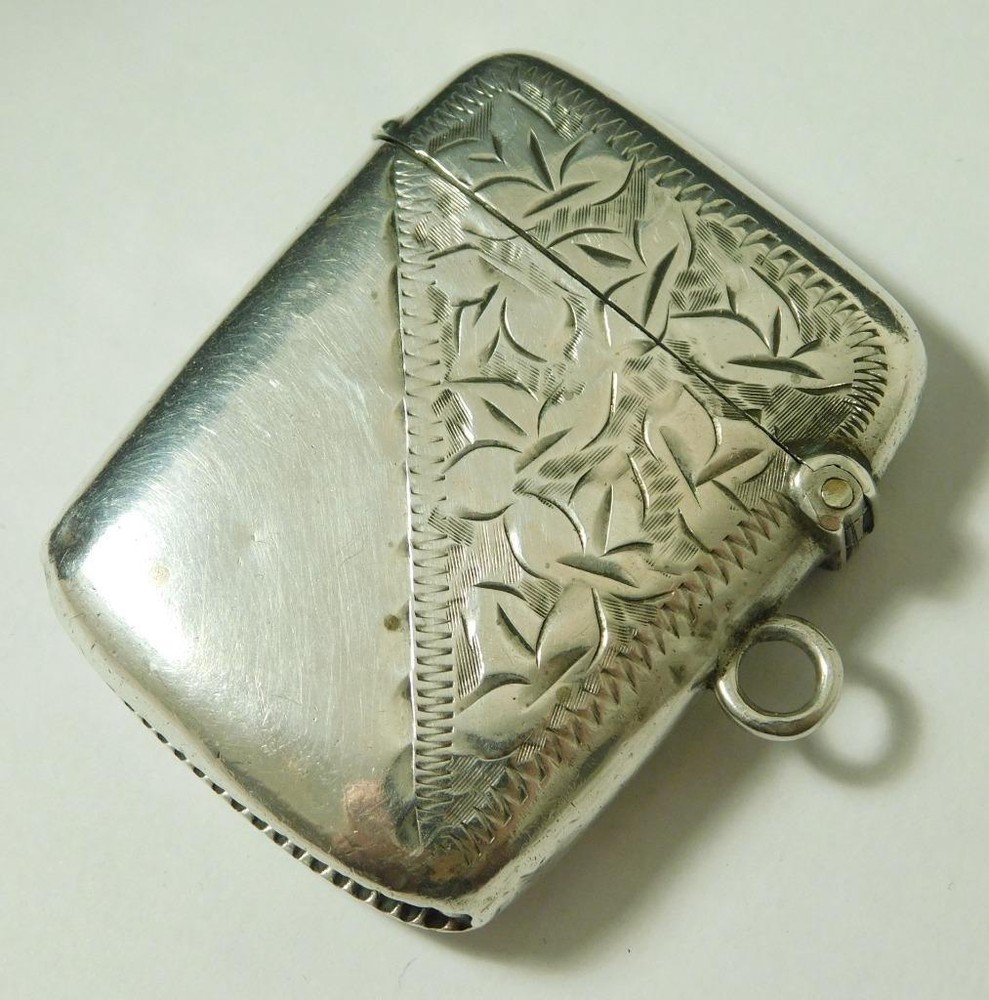 Antique Solid Sterling Silver Vesta Case Matchsafe 1910 Hallmark By Thomas Hayes
