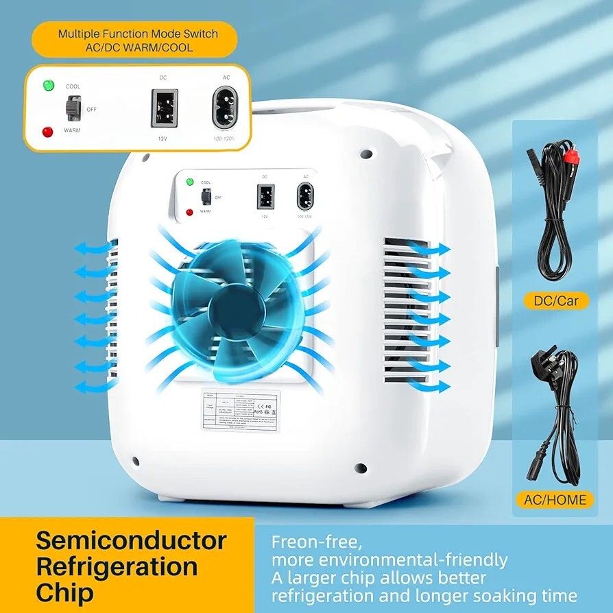 Mini fridge, holds 12 cans, cooling and warming.