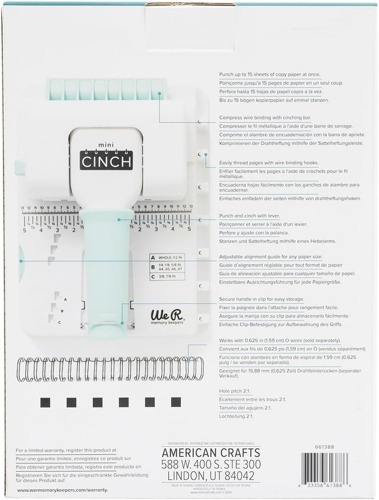Mini Cinch Bookbinding Machine - Small Craft Tool Compatible with Wire or Spiral