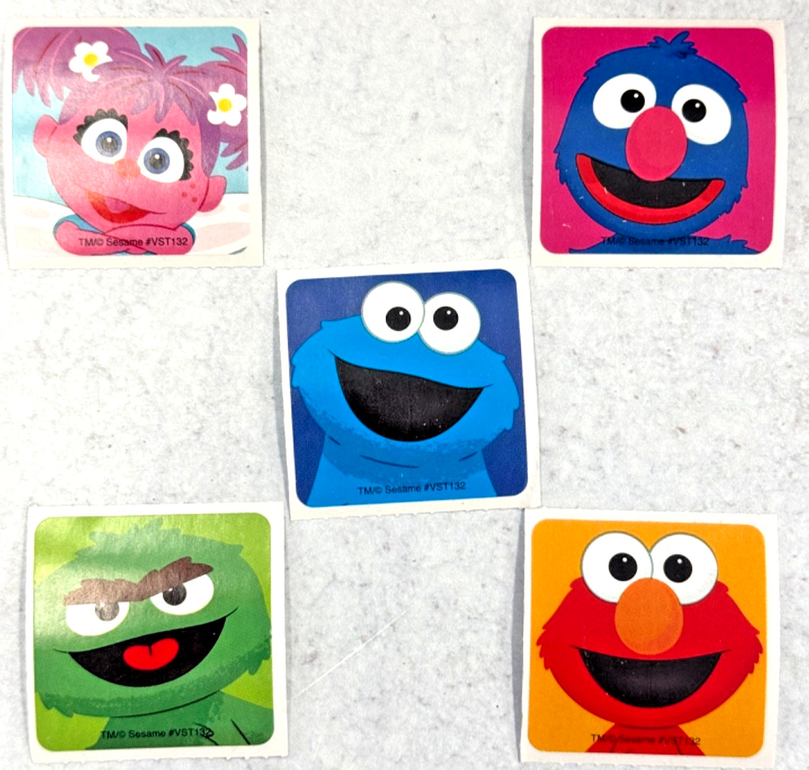 25 Sesame Street Chalk Faces Stickers Party Favors Elmo Abby Oscar 1 5/8". #2