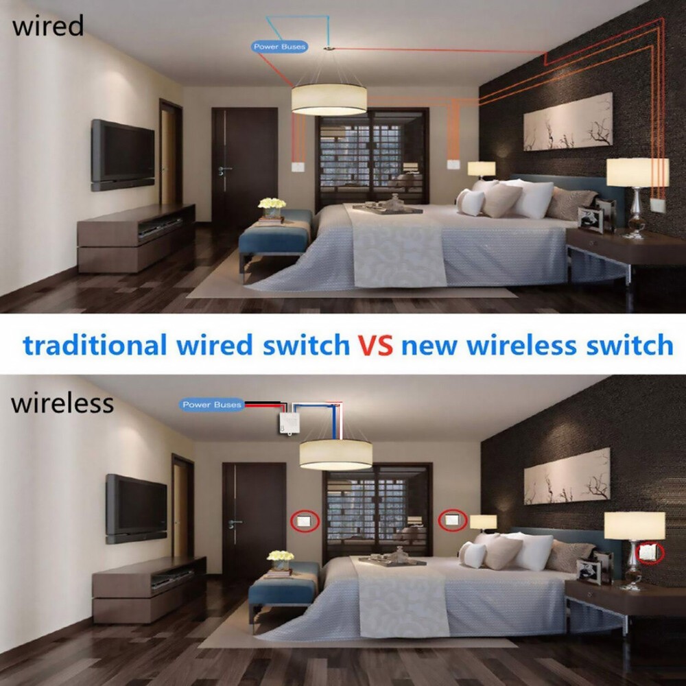 433mhz Receiver Module Wireless Light Switch No Wiring Long Distance Remote
