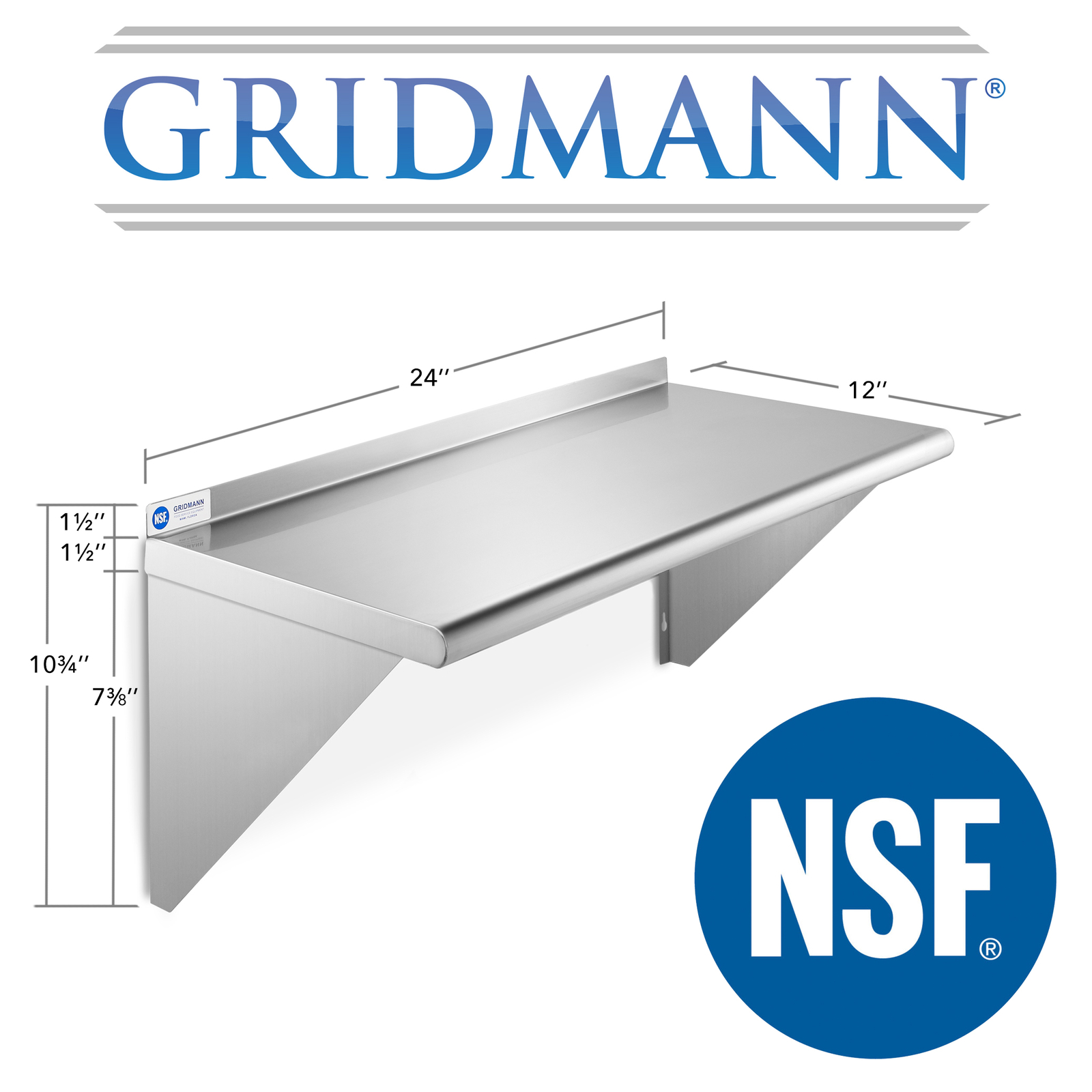 NSF Stainless Steel 12x24 Wall Shelf 16GA Commercial Kitchen Restaurant Shelving
