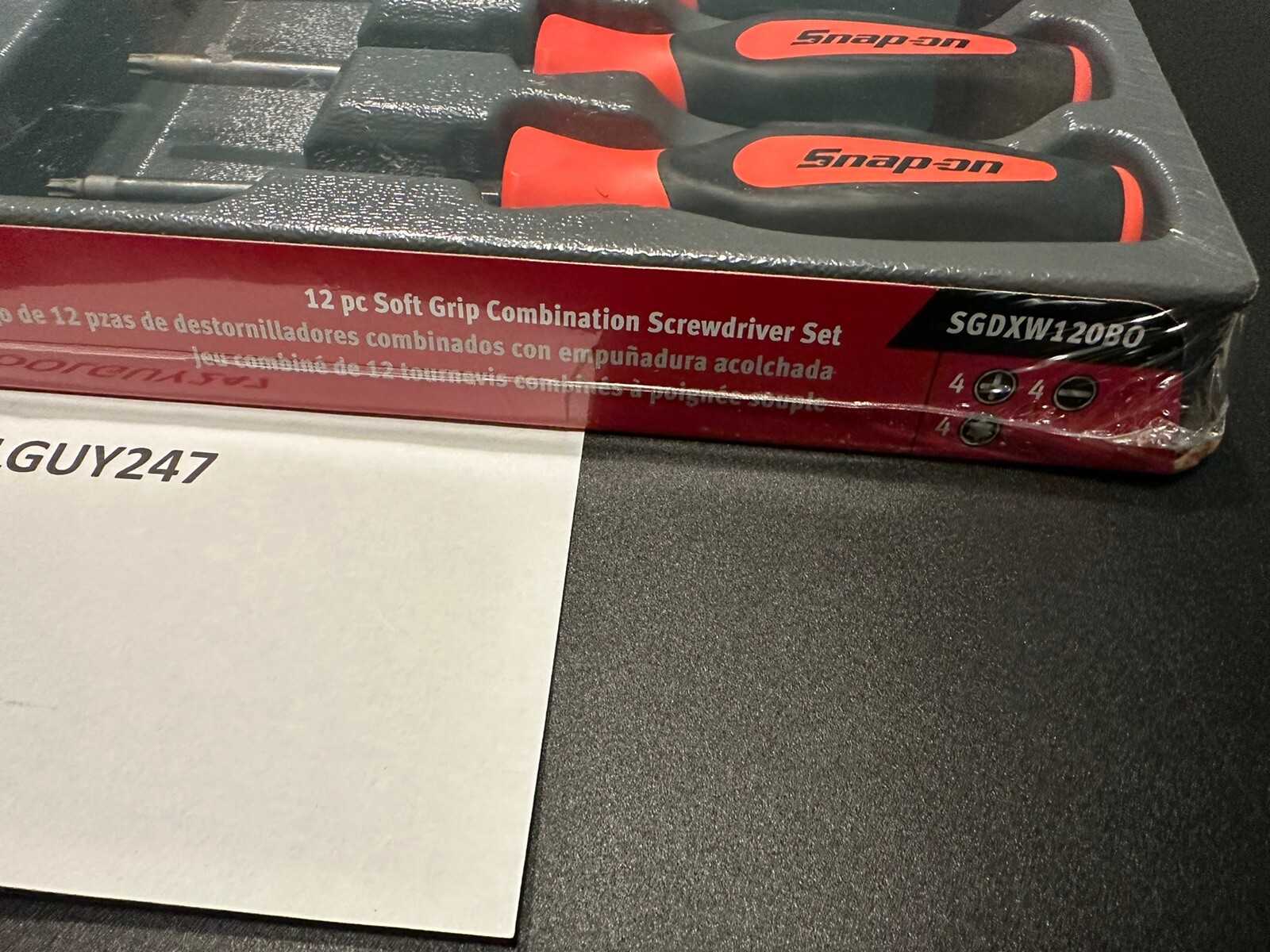 SNAP ON TOOLS SGDXW120B O 12 pc ORANGE Soft Grip Combination Screwdriver Set +