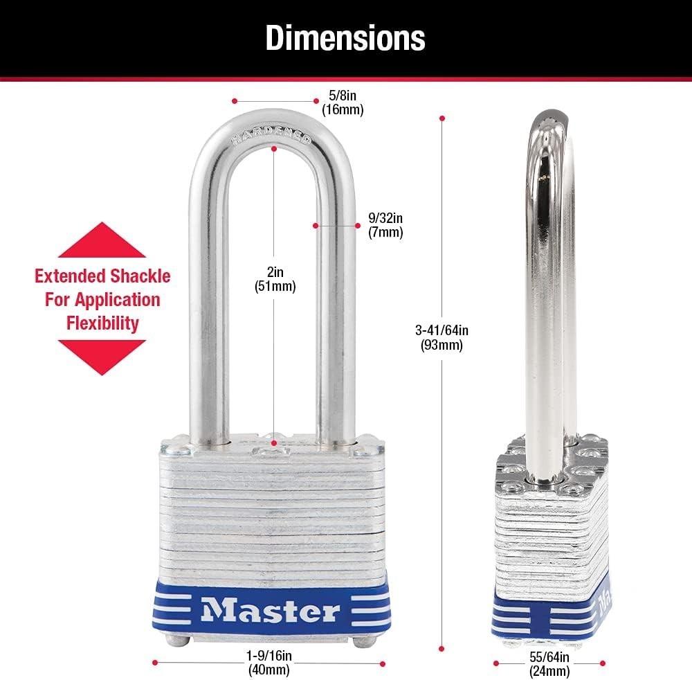 Master Lock 3DLH Outdoor Padlock with Key, 1 Pack